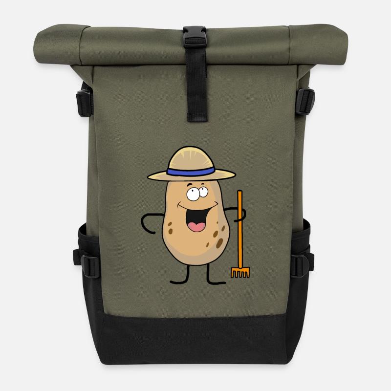 Kartoffel Hof Bauer Gemüse Bio Garten Ernte - Rolltop Rucksack - Olive/Schwarz