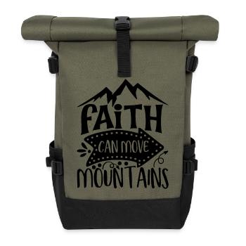Faith Can Move Mountains Inspiration - Rolltop Rucksack - Olive/Schwarz - Vorne