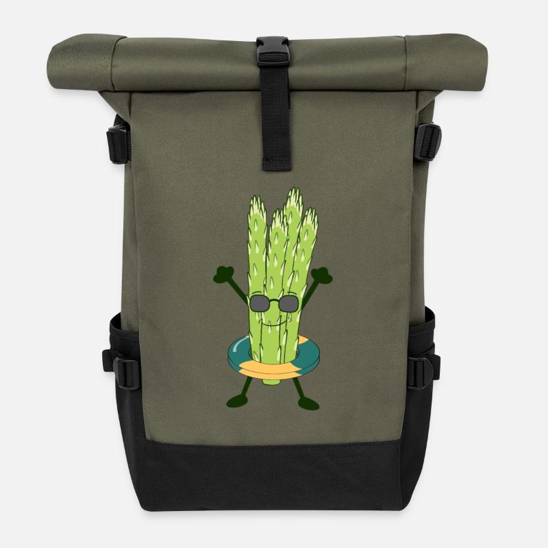 Lustiger Spargel - Rolltop Rucksack - Olive/Schwarz