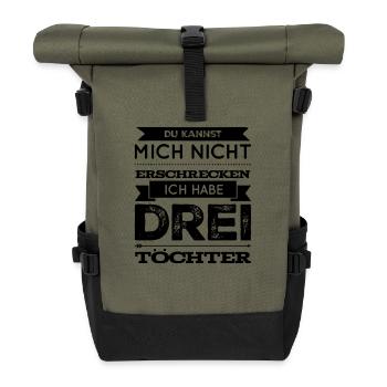 drei Töchter - Vatertag Muttertag - Rolltop Rucksack - Olive/Schwarz - Vorne