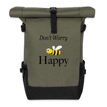 Don't worry bee happy funny bumble bee - Rolltop Rucksack - Olive/Schwarz - Vorne