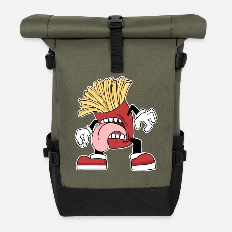 Pommes - Rolltop Rucksack - Olive/Schwarz