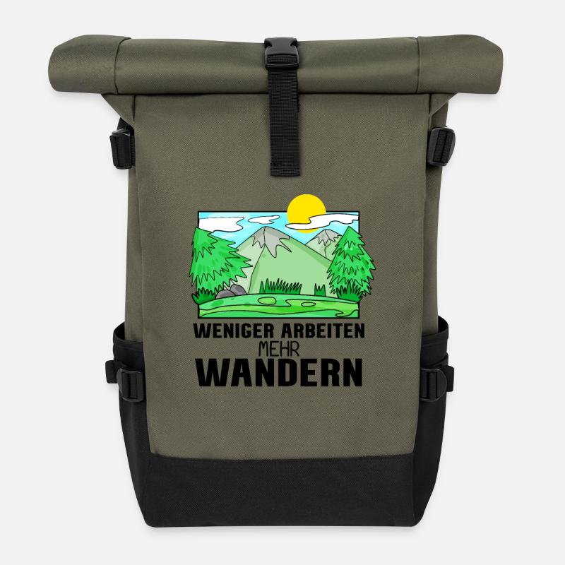 Wandern Berge Wanderer - Rolltop Rucksack - Olive/Schwarz