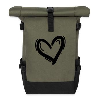 Heart Black - Roll Top Backpack - olive/black - Front