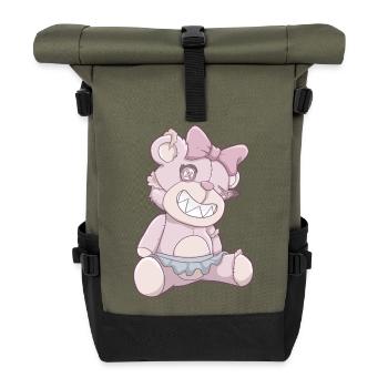 Pastell Gothic Bär - Rolltop Rucksack - Olive/Schwarz - Vorne
