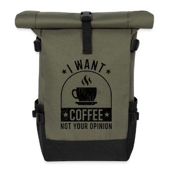 Kaffee Spruch lustig Kaffee Geschenke - Rolltop Rucksack - Olive/Schwarz - Vorne