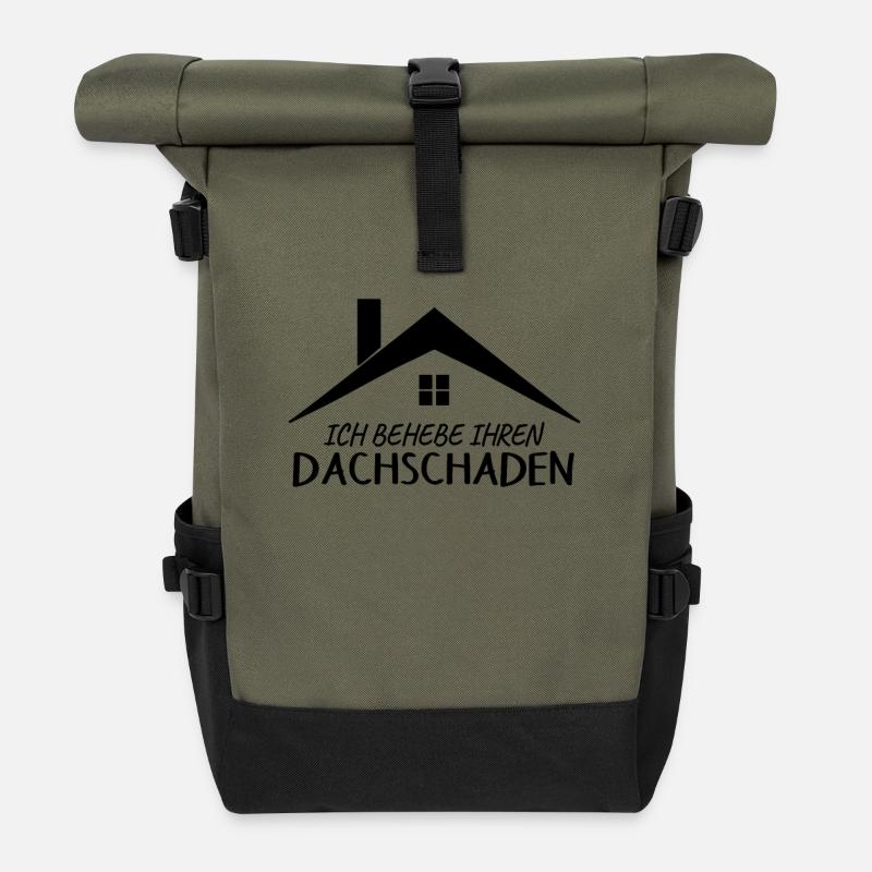 Dachdecker Spruch Provokant - Rolltop Rucksack - Olive/Schwarz
