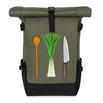 Lauch Vegetarisch kochen Kochlöffel Job Berufe - Rolltop Rucksack - Olive/Schwarz - Vorne