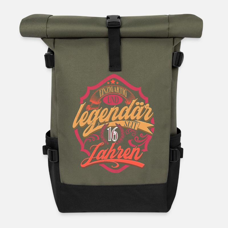 16. Geburtstag - Rolltop Rucksack - Olive/Schwarz