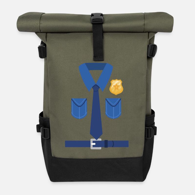 Polizei Geburtstag Halloween - Rolltop Rucksack - Olive/Schwarz