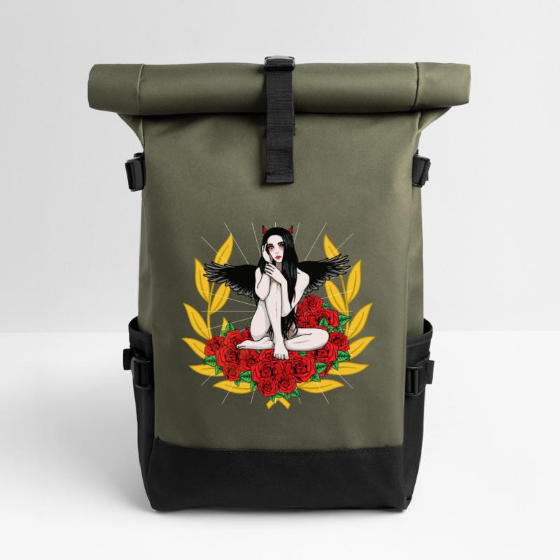 Devilish Devil Woman Satan's Roast Devil Roll Top Backpack
