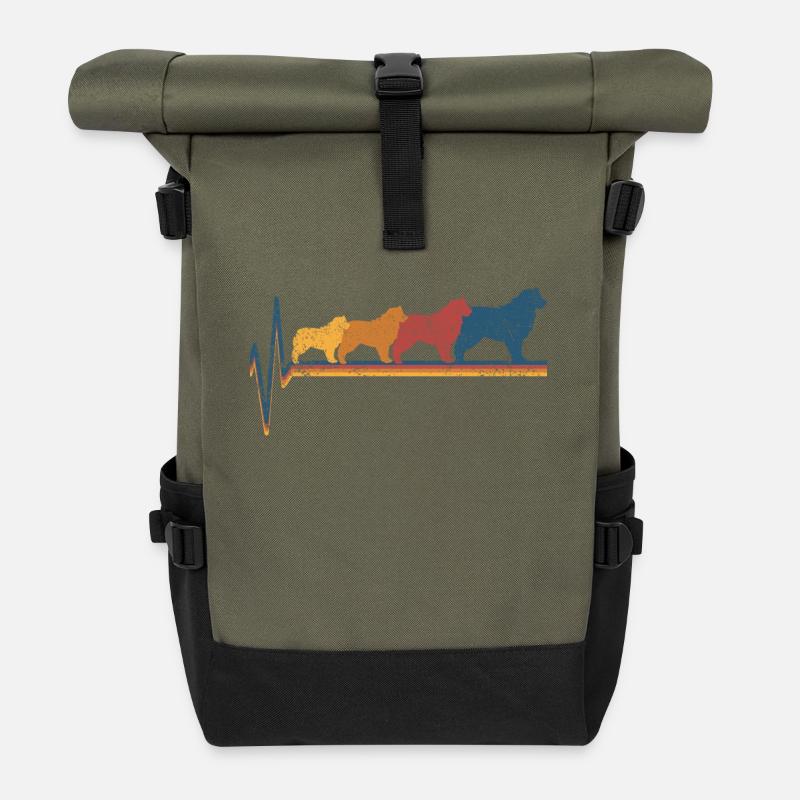 Australian Shepherd - Rolltop Rucksack - Olive/Schwarz