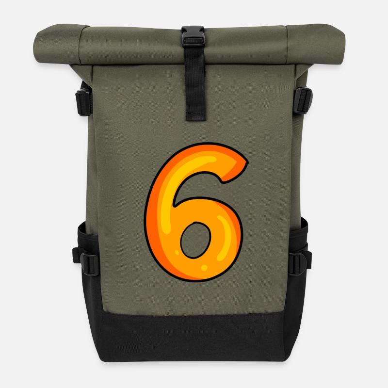 Zahl 6 - Rolltop Rucksack - Olive/Schwarz