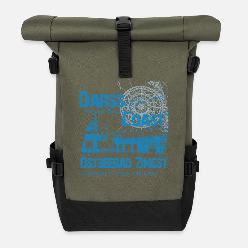 DarssCoast - Ostseebad Zingst - Rolltop Rucksack - Olive/Schwarz