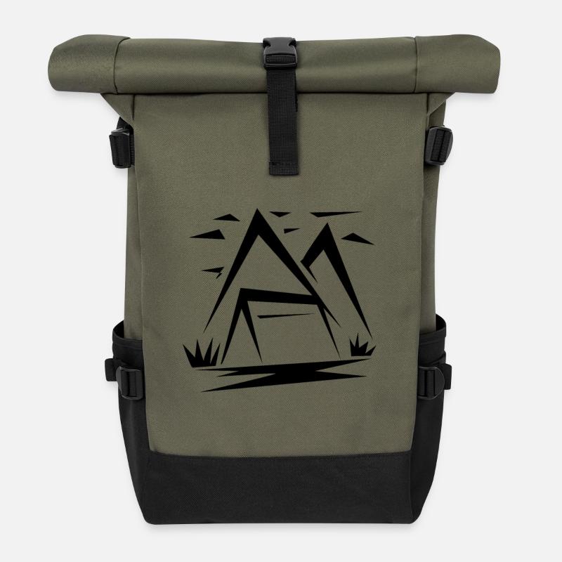 Berg Berge Wandern - Rolltop Rucksack - Olive/Schwarz