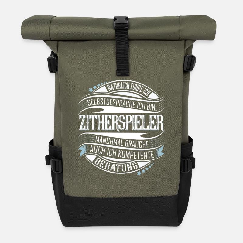 Zither Zitherspieler - Rolltop Rucksack - Olive/Schwarz