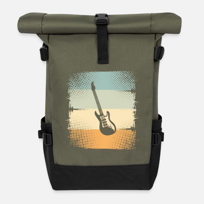 E-Gitarre - Rolltop Rucksack - Olive/Schwarz