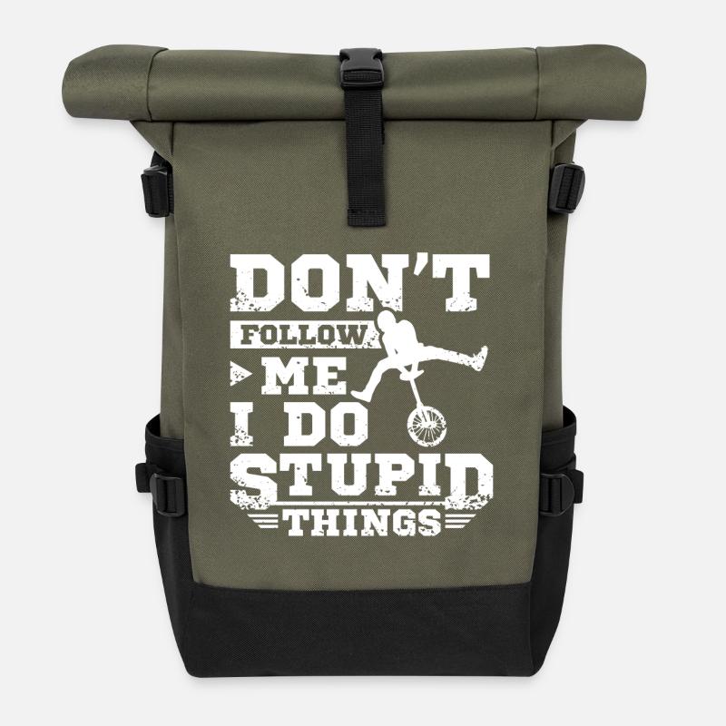 Einrad dont follow me - Rolltop Rucksack - Olive/Schwarz