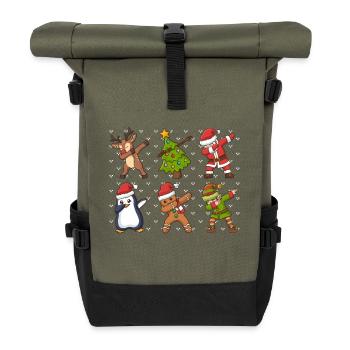Weihnachten Santa Dabbing Elf Rentier - Rolltop Rucksack - Olive/Schwarz - Vorne