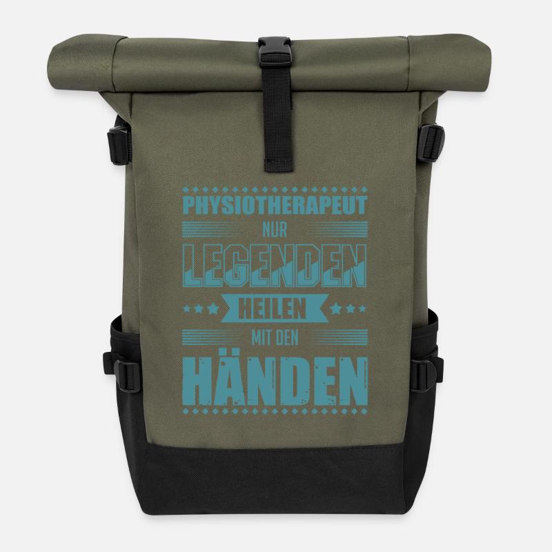Physiotherapeut Geschenkideen - Rolltop Rucksack - Olive/Schwarz