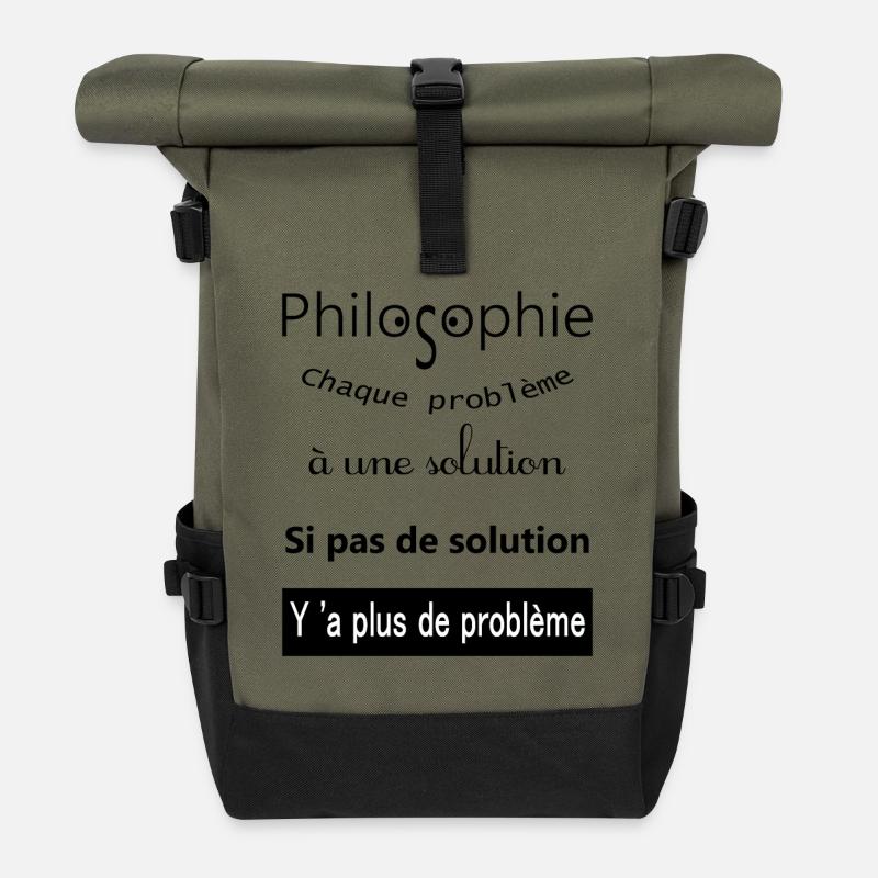 My philosophie - Sac à dos roll top - olive/noir