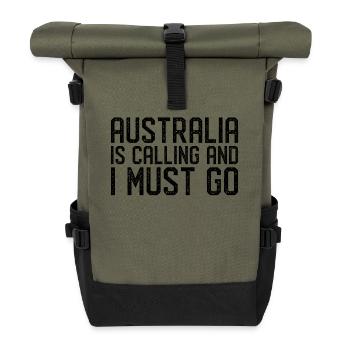 Australien is calling i must go - Rolltop Rucksack - Olive/Schwarz - Vorne