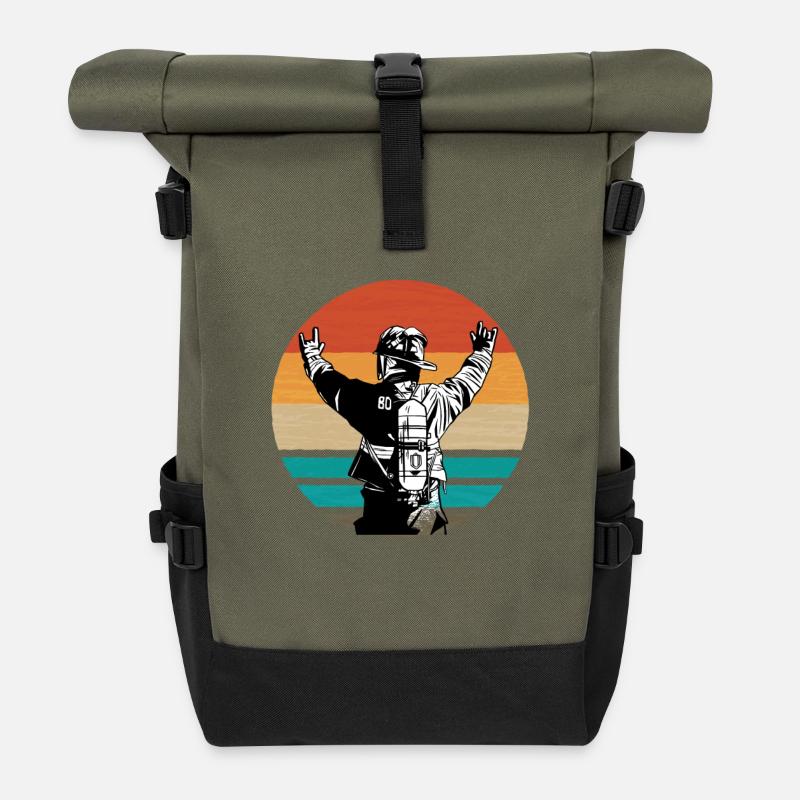 Duo Rétro Sunset - Sac à dos roll top - olive/noir