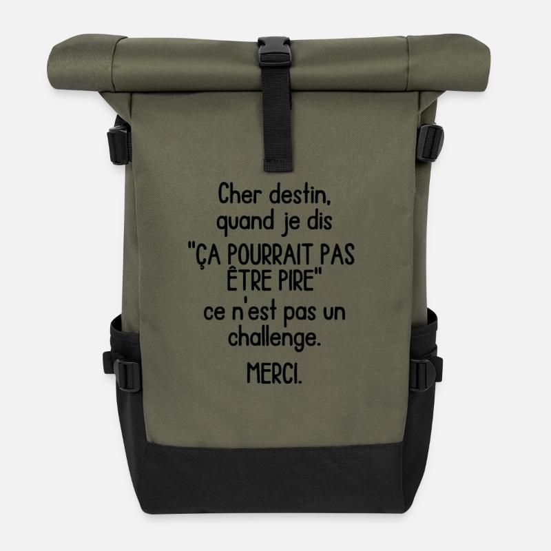 Cher Destin - Humour - Sac à dos roll top - olive/noir