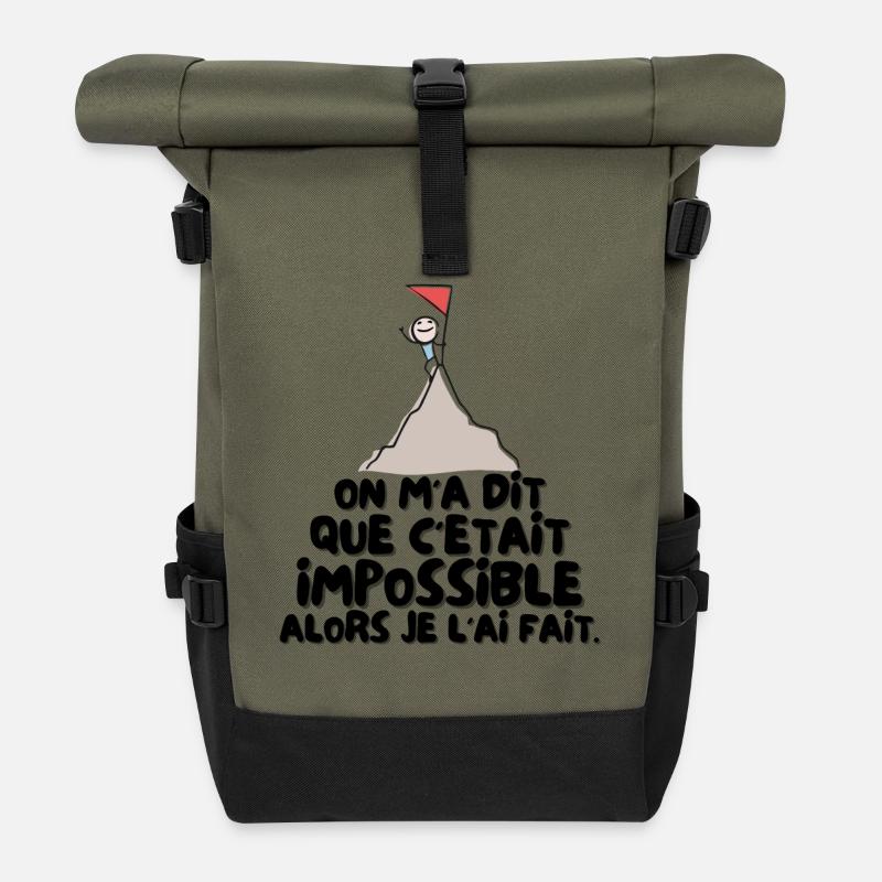 C'était Impossible Alors je l'ai Fait - Sac à dos roll top - olive/noir