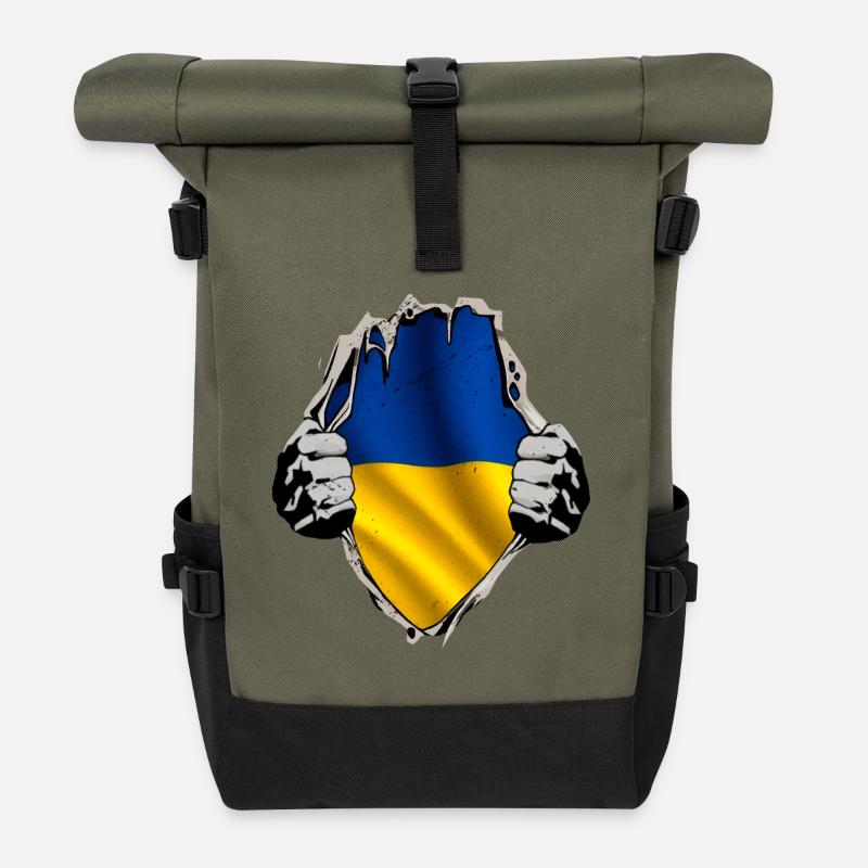 Ukraine under the shirt - Roll Top Backpack - olive/black
