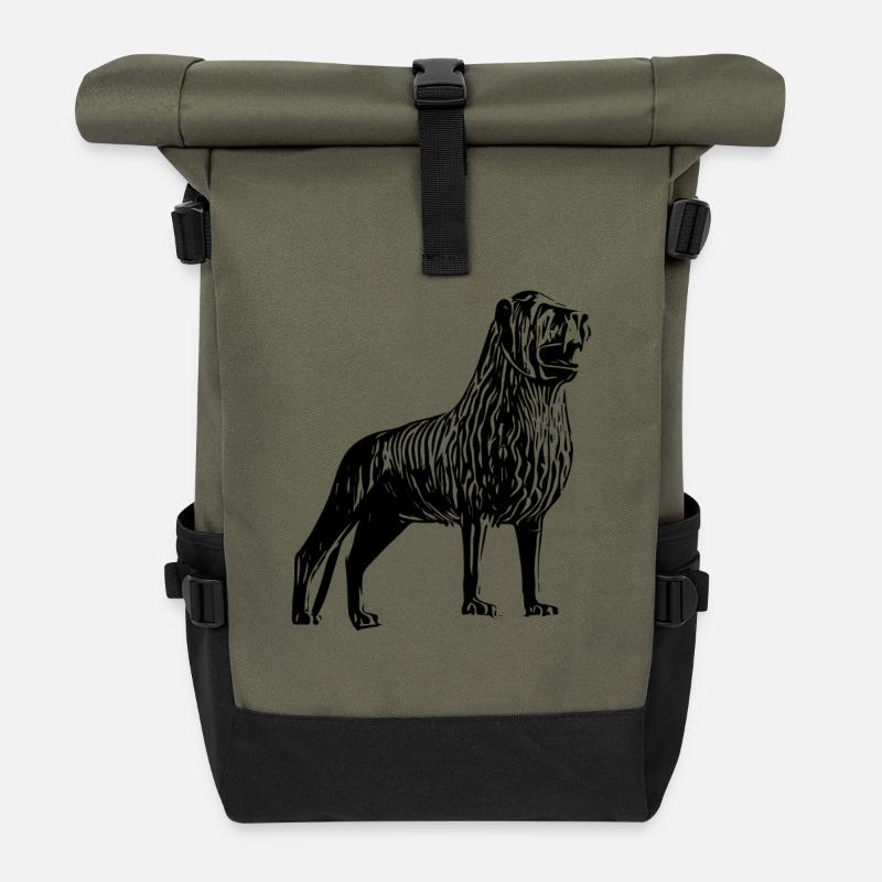Löwe von Braunschweig - Rolltop Rucksack - Olive/Schwarz