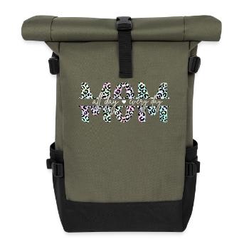 Momlife Mom All Day Every Day Mama Mother's Day - Roll Top Backpack - olive/black - Front