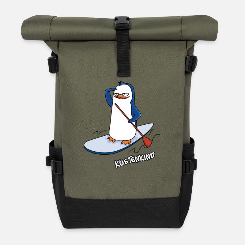 Küstenkind Pinguin - Rolltop Rucksack - Olive/Schwarz