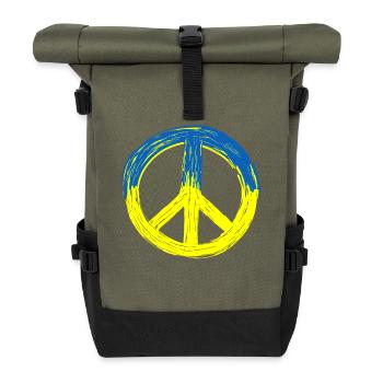 Peace for Ukraine - Roll Top Backpack - olive/black - Front