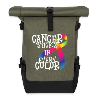 Sensibilisation au cancer Le cancer aspire toutes les couleurs - Sac à dos roll top - olive/noir - Devant