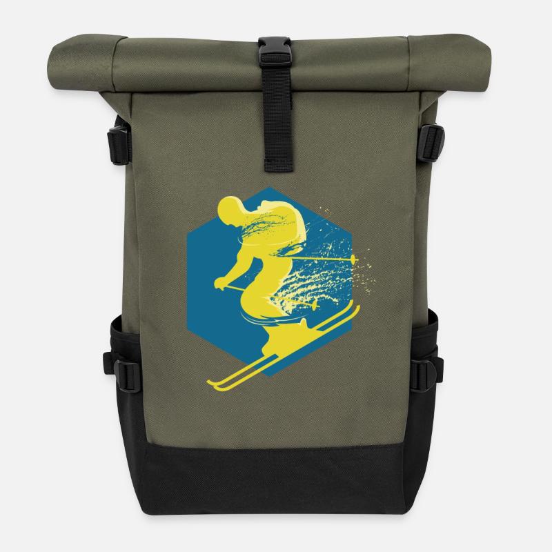 Skifahrer - Rolltop Rucksack - Olive/Schwarz