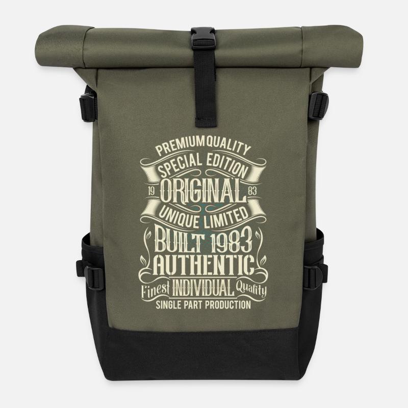1983 Geboren Geburtstag Retro Vintage - Rolltop Rucksack - Olive/Schwarz