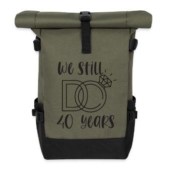 40. Hochzeitstag Rubinhochzeit Hochzeit Geschenk - Rolltop Rucksack - Olive/Schwarz - Vorne