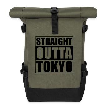 Straight outta Tokyo - Rolltop Rucksack - Olive/Schwarz - Vorne