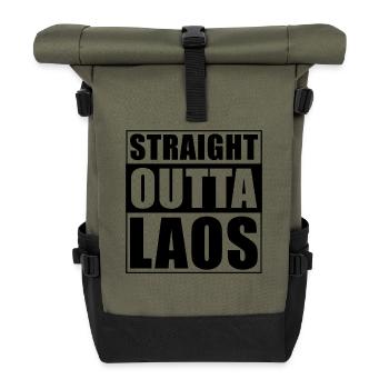 Straight outta Laos - Roll Top Backpack - olive/black - Front