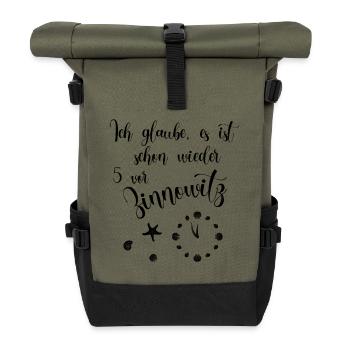 Ich glaube es ist schon wieder 5 vor Zinnowitz - Rolltop Rucksack - Olive/Schwarz - Vorne