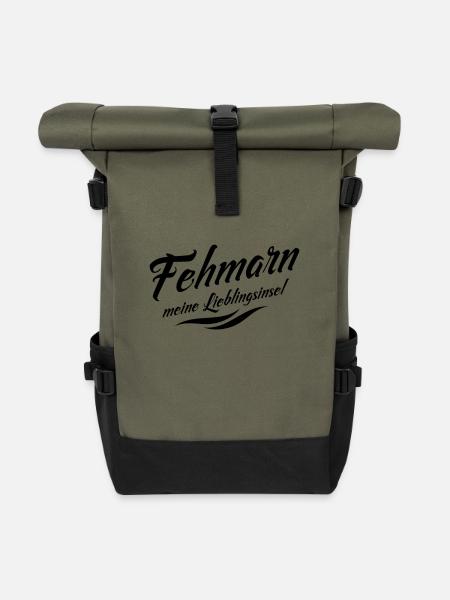 Meine Lieblingsinsel Fehmarn - Rolltop Rucksack - Olive/Schwarz