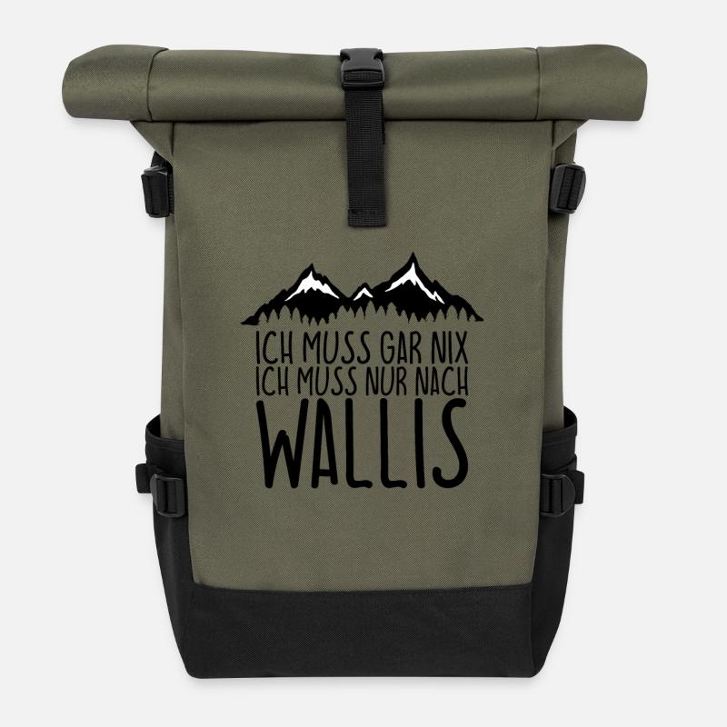 Ich muss gar nix Ich Muss nur nach WALLIS - Rolltop Rucksack - Olive/Schwarz