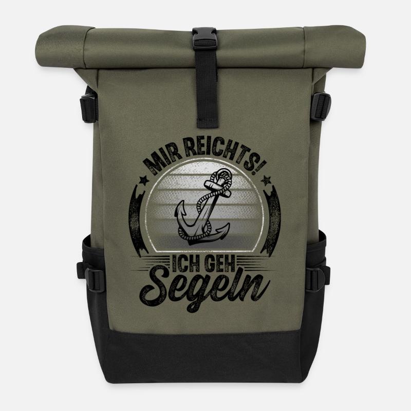 Segler Segeln Segelboot - Rolltop Rucksack - Olive/Schwarz