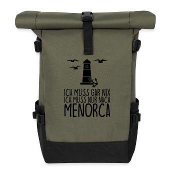 Ich muss gar nix Ich muss nur nach MENORCA - Rolltop Rucksack - Olive/Schwarz - Vorne