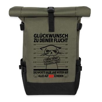 Glückwunsch zur Flucht Verräter - Jobwechsel - Rolltop Rucksack - Olive/Schwarz - Vorne