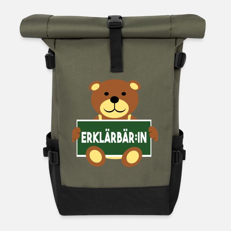 Erklärbär Erklärbär:in - Rolltop Rucksack - Olive/Schwarz