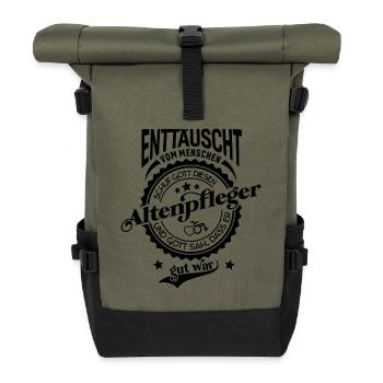 Lustiger Spruch für Beruf Altenpfleger - Rolltop Rucksack - Olive/Schwarz - Vorne