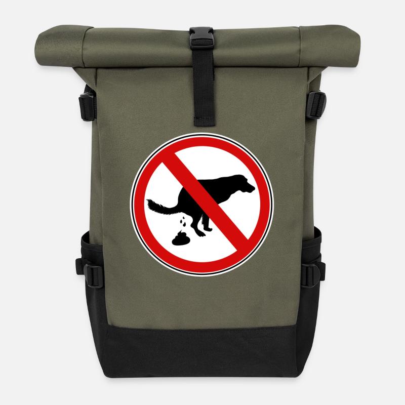 Hunde scheiße Verbotsschild - Rolltop Rucksack - Olive/Schwarz
