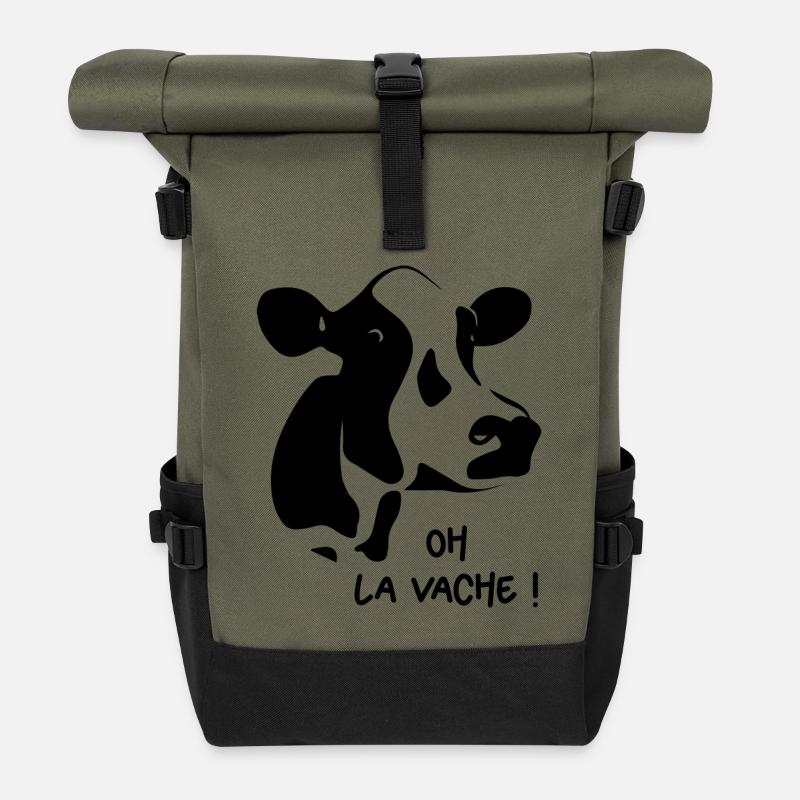 Oh La Vache - Sac à dos roll top - olive/noir